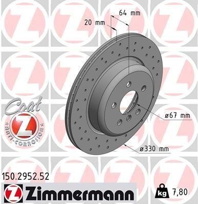 150.2952.52 Zimmermann Диск тормозной правый Sport