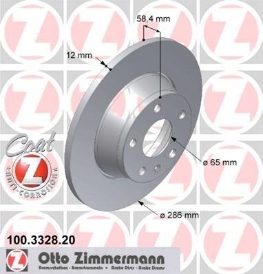 100.3328.20 Zimmermann Диск тормозной Coat Z