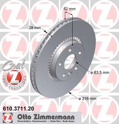 610.3711.20 Zimmermann Диск гальмівний Coat Z