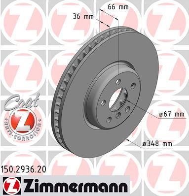 150.2936.20 Zimmermann Диск тормозной левый