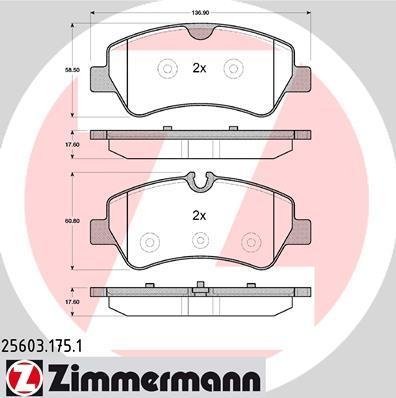 25603.175.1 Zimmermann Колодки гальмівні дискові, к-кт