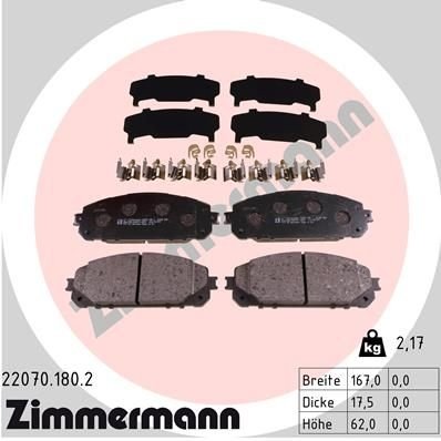 22070.180.2 Zimmermann Колодки тормозные
