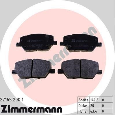 22165.200.1 Zimmermann Колодки гальмівні дискові перед к-кт