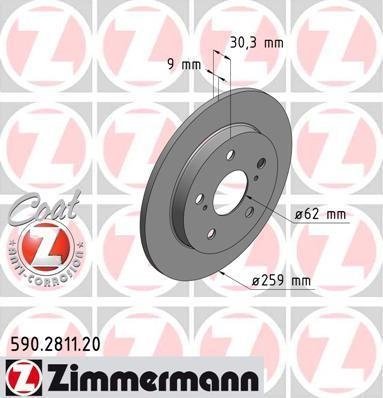 590.2811.20 Zimmermann Диск тормозной