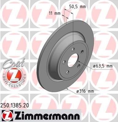 250.1385.20 Zimmermann Диск тормозной