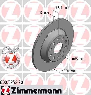 600.3252.20 Zimmermann Диск тормозной