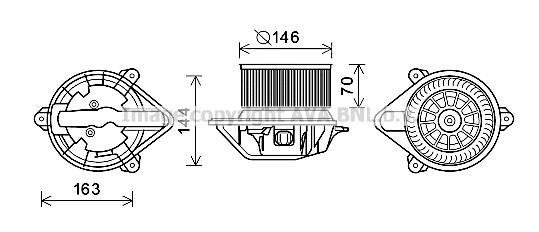 RT8577 AVA COOLING Вентилятор обігрівача салону Renault Master Opel Movano 1,9D 2,2D 2,5D 2,8D 01> AC+ (RT8577) AVA