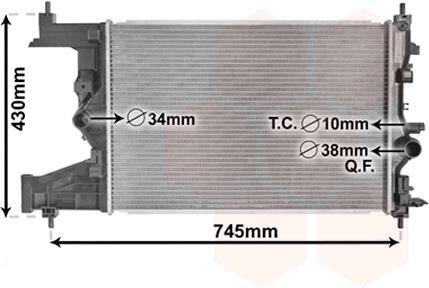 37002484 Van Wezel Радиатор охлаждения CHEVROLET CRUZE/ ASTRA J 14i/16i MT 09- (Van Wezel)