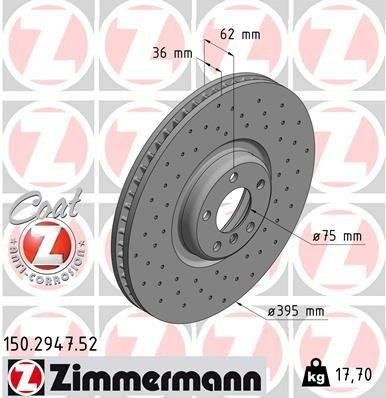 150.2947.52 Zimmermann Диск тормозной левый Sport