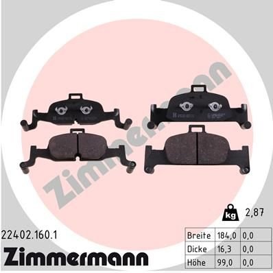 22402.160.1 Zimmermann Колодки гальмівні дискові, к-кт